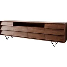 DeLife Sideboard Eloi Akazie Braun 2 Türen 6 Schubladen V-Fuß Schwarz