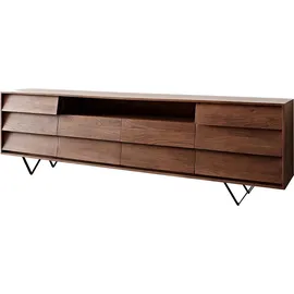 DeLife Sideboard Eloi Akazie Braun 2 Türen 6 Schubladen V-Fuß Schwarz