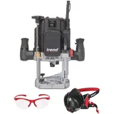 Trend T14 Variabler Geschwindigkeit 2300W Oberfräse und Sicherheitsausrüstung Set, 12mm Tauchfräse 230V EU, Air Stealth Staubmaske & Schutzbrille, T14/SAFE/SET/E