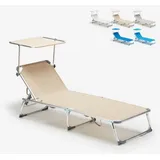 Sonnenliege Strandliege Klappbar Aluminium mit Sonnendach California - Beige