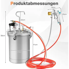 Costway Farbsprühsystem, 15 L Farbtank, Druckfarbtopf mit Sprühpistole & anpassbarem Sprühbereich, Farbfluss & Luftvolumen, Farbsprühgerät mit...