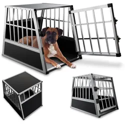 Juskys Alu Hundetransportbox L - 91×71×66 cm verschließbar & pflegeleicht - Hundebox für Hunde