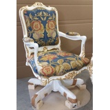 Casa Padrino Luxus Barock Bürostuhl Mehrfarbig / Weiß / Gold - Prunkvoller handgefertigter Massivholz Schreibtischstuhl - Barock Büromöbel - Luxus Qualität - Made in Italy