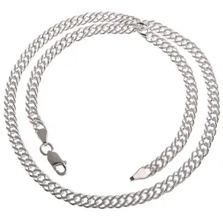 Silberkettenstore Silberkette Zwillingspanzerkette 5,5mm - 925 Silber silberfarben 38cm