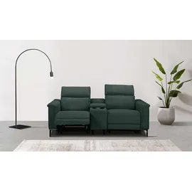 OTTO home 2-Sitzer OTTO HOME "LUND, Kinosofa, Relaxfunktion, TV-Sessel, manuell/elektrisch (USB-A)", grün (dunkelgrün), B:195cm H:97cm T:99cm, Webstoff 100% Polyester, Sofas, Kopfteilverstellung, Getränkachhalter, u. Staufach