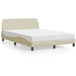 Bett mit Matratze 120x200 cm in Creme – Stilvolle Eleganz für erholsamen Schlaf