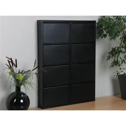 Pisa Schuhschrank mit 8 Klappen/ Türen in Metall schwarz. Fertig montiert.