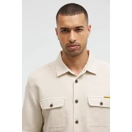 Camp David CAMP DAVID, Herren, Gr. S, Normalgrößen, beige (kitt), Piqué, Material: 100% Baumwolle, Strukturmuster, regular fit normal, Umschlagsaum, Hemden, mit Klappentaschen