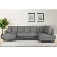 Home Affaire Wohnlandschaft HOME AFFAIRE Triplo wahlweise mit Schlaffunktion, Steppung im Rückenkissen, U-Form" Sofas Gr. B/H/T: 310 cm x 90 cm x 192 cm, Struktur weich, Recamiere links, mit Bettfunktion-mit Bettkasten, grau Wohnlandschaften