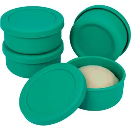 Belle Vous Pizzateigbehälter mit Deckel - Set von 4 - Silikon - Stapelbare Teigbehälter - Pizzaballenbox - Zum Brotbacken und Pizzabacken - Pizza... - Grün