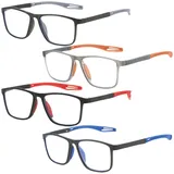 ZBHDEYG 4 Paar Lesebrillen Für Herren, Sportlesebrillen, Leichte 200-Grad-Lesebrillen, Anti-Blaulicht-Lesebrillen, Lesehilfen - Einheitsgröße