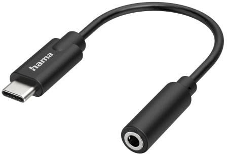 Hama USB C Klinke Adapter, USB C Stecker auf 3,5 mm Klinke-Buchse (AUX Adapter mit DAC Konverter für besten HiFi Stereo Sound, zum Anschluss von Kopfhörer, Lautsprecher an PC, Laptop, Tablet, Handy)
