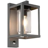 meineWunschleuchte Außenwandlaterne aus Aluminium Anthrazit mit Bewegungsmelder, Höhe 33cm