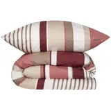 SCHIESSER Rexo Gestreift Altrosa 155 x 220 cm + 80 x 80 cm