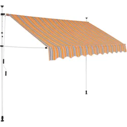 Einziehbare Markise Handbetrieben 300 cm Gelb/Blau Gestreift