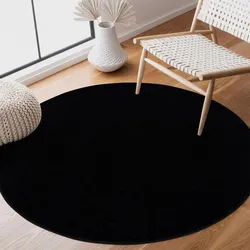 Teppich SANAT "Uni", schwarz, H:13mm Ø:80cm, Kunstfaser, Teppiche, robuster Kurzflorteppich, große Farbauswahl