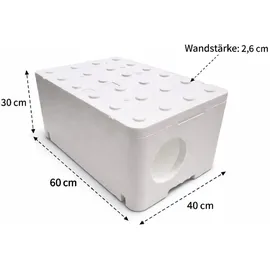 QLS Wetterfestes Katzenhaus aus Styropor 60x40x30 cm Katzenbett Outdoor Weiß 11415 – Weiß
