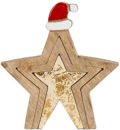 3D-Dekoration "Stern mit Weihnachtsmütze",