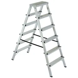 BRB Doppelleiter/Bockleiter aus Alu 2x6 Stufen, max. erreichbare Arbeitshöhe 3300 mm