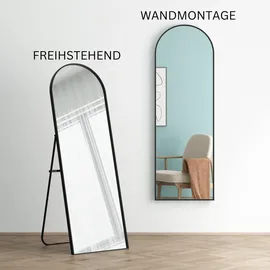 Albatros Ganzkörperspiegel – Bogen Spiegel mit schwarzem Rahmen - Standspiegel oder großer Wandspiegel im modernen Design, 150 x 50 cm groß – hochwertiges und nachhaltiges Glas 50x150x2