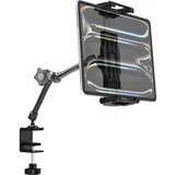 LYFPOOM Tisch Tablet Ständer [Maximal Anwendbar 15,6"], iPad Ständer Halterung Aluminium Verstellbare, für 6-15,6 Tragbarer Bildschirm, Zoll Handy & Tablet, iPad Pro/Air/Mini, Galaxy, iPhone
