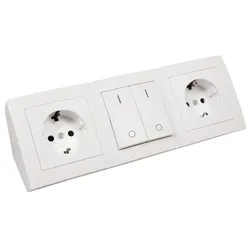 Aufbau Steckdosenblock Flair, 2-fach Schutzkontakt + Schalter, weiß