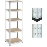 Relaxdays Schwerlastregal, HxBxT: 180x60x45 cm, 500 kg, verzinkter Stahl, Lagerregal Keller, Garage, zum Stecken, Silber