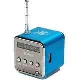 Mini Bluetooth Lautsprecher Tragbar FM Radio LED USB AUX microSD Blau