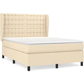 vidaXL Boxspringbett mit Matratze Creme 140x200 cm Stoff