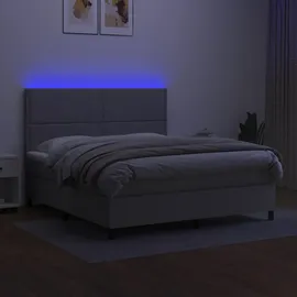 vidaXL Boxspringbett mit Matratze & LED Hellgrau 160x200 cm Stoff