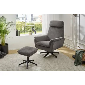 Jockenhöfer Gruppe Relaxsessel Hamilton, inklusive 360° Drehfunktion und praktischen Hocker grau