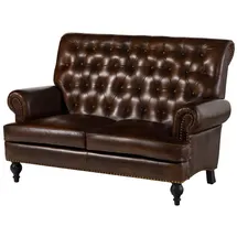 MASSIVMOEBEL24.DE Sofa 2-Sitzer Echtleder 140x84x94 braun CHESTERFIELD #106