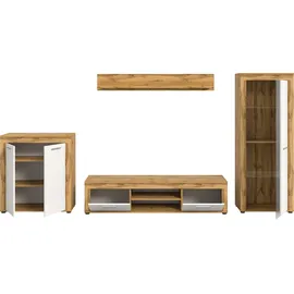 INOSIGN Wohnwand »Aosta, Breite 330cm, best. aus Highboard, Lowboard, Wandboard, Vitrine« 4 Stk. tlg., weiß