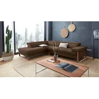 W.SCHILLIG Ecksofa finn, Designsofa mit tollem Sitzkomfort, bequem, L-Form, German Design Award 2016, Fußgestell Nussbaum natur, Breite 281 cm braun