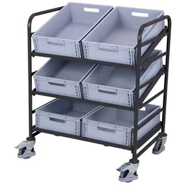 Cordes Eurokastenwagen Kunststoff 825x610mm Anthrazitgrau mit 6 Kunststoffkisten
