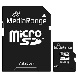 MediaRange MR956 microSDHC Class 10 + SD-Adapter 4 GB