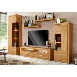 Wohnwand »Ribe«, (Set, 5 St.), teilmassives Holz, Eiche teilmassiv, , 552397-0