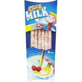 Cool Milk ÖKO Trinkhalme – 5 kompostierbare Trinkhalme, Kirsch Banane -Geschmack, nachhaltig & biologisch abbaubar, 30 g