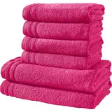 Erwin Müller Handtuchset, Frottierset Heidelberg 6-TLG. 100% Baumwolle pink - leichte Qualität, saugstark, schnelltrocknend, kompakt - ideal für Sport, Strand, Reisen