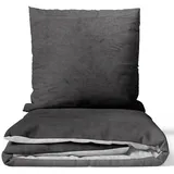 nyvi Winter Bettwäsche Set DreamScience Cashmere Touch - Kuschelweich & Wärmend - Mit Reißverschluss Größe:135x200 + 80x80 cm anthrazit/silber