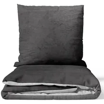 nyvi Winter Bettwäsche Set DreamScience Cashmere Touch - Kuschelweich & Wärmend - Mit Reißverschluss Größe:135x200 + 80x80 cm anthrazit/silber
