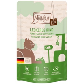 MjAMjAM 12x125g MjAMjAM Quetschie purer Fleischgenuss leckeres Rind pur Katzenfutter nass