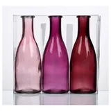 SANDRA RICH 3er Pack Flaschenvasen Bottle H. 18,5cm D. 6,5cm rosa pink rot Glas