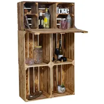 Kistenkolli Altes Land Minibar "Daniel" mit Klappfunktion und Flaschenregal (Geflammt)