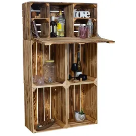 Kistenkolli Altes Land Minibar "Daniel" mit Klappfunktion und Flaschenregal (Geflammt)