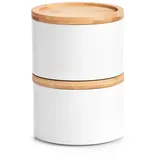 Zeller Vorratsdose Metall/Bamboo weiß Ø 13 x 10 cm 0,88 l