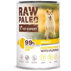 RAW PALEO Truthahn&Kabeljau Adult 400g Nassfutter für Hunde Duoprotein Truthahn & Kabeljau