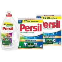 PERSIL-Set Kraft-Gel 1x 80 Waschladungen Color & Pulver 2x 75 Waschladungen (150WL) Universal, Color- & Vollwaschmittel-Set für reine Wäsche und hygienische Frische für die Maschine