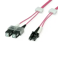 EasyLan LWL-LED-Patchkabel duplex 50/125μm OM4, LC/SC, violett, 3 m