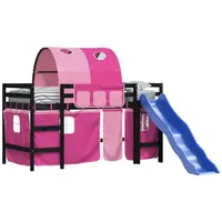 VidaXL Kinderhochbett mit Tunnel Rosa 90x190 cm Massivholz Kiefer
